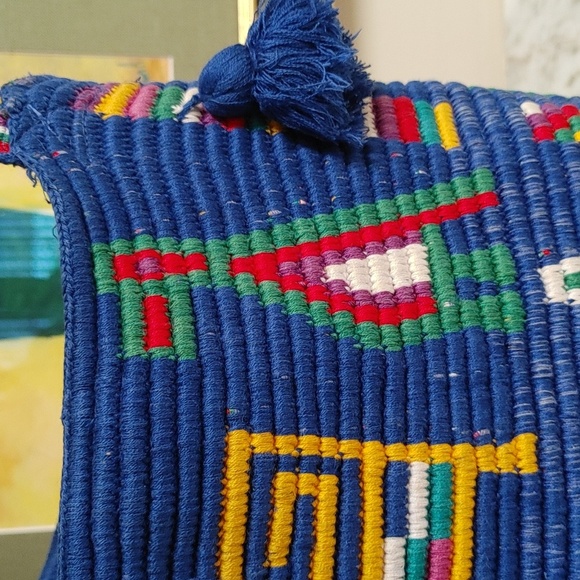 Colorful Crocheted Bucket Bag from Central or South America in Blue - Picture 8 of 16